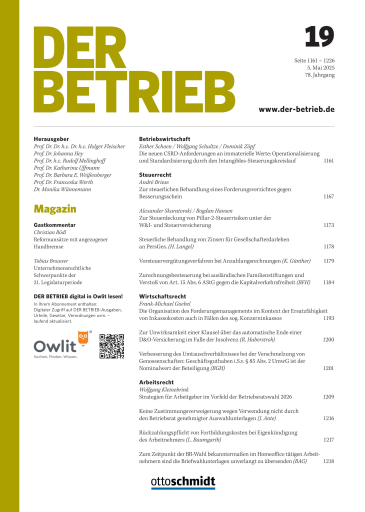  DER BETRIEB (DB), Rubrik Betriebswirtschaft