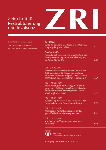  Zeitschrift für Restrukturierung und Insolvenz (ZRI)